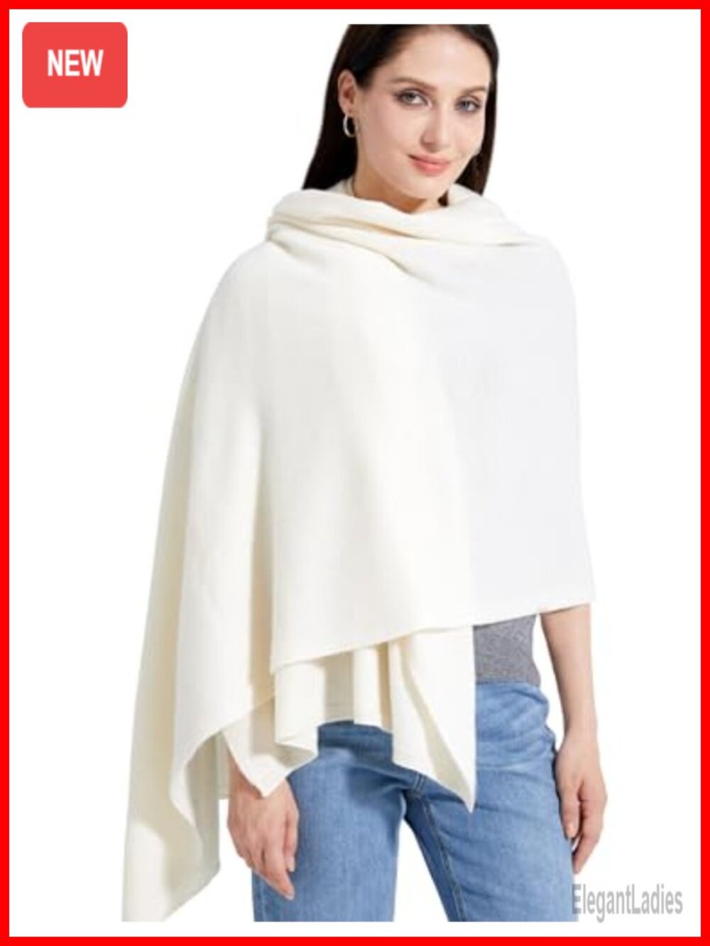 Cashmere Wool Blend Wrap Scarf Stole Large 86x27 Travel Shawl Women